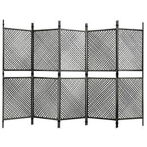 FAMIROSA Paravento a 5 Pannelli in Polyrattan Antracite 300x200 cm