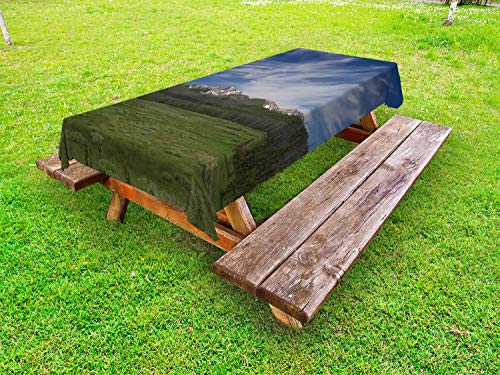 ABAKUHAUS Idaho Tovaglia da Esterno, Capo Horn Strada Scenery Foto, Tovaglia da Picnic Lavabile Decorativa, 145 cm x 210 cm, Blue Olive Verde