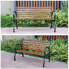 Outdoor furniture Panca da Giardino Sedia in Metallo, Panca a doghe in Legno massello anticorrosivo Resistente alle intemperie, Robusta e Spessa Struttura in ghisa, Panca in Metallo Sedia da Parco