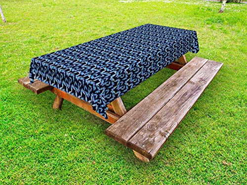 ABAKUHAUS La Farfalla Tovaglia da Esterno, Mosche ripetute Design, Tovaglia da Picnic Lavabile Decorativa, 145 cm x 305 cm, Blu Multicolor