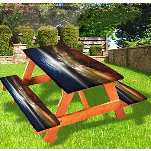 LEWIS FRANKLIN Tenda da doccia Natura Picnic Tavolo e Panchina, Tovaglia con bordo elastico, 60 x 72 cm, set da 3 pezzi per tavolo pieghevole