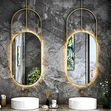 LBSI Specchio Ovale da Parete Bagno con Illuminazione LED Specchio a Muro, Specchio per Bagno Specchio Sospeso per Trucco Sospeso a Soffitto