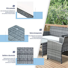 Outsunny Set Mobili 4 Pezzi Divanetto 2 Poltrone Tavolino da Giardino Metallo, Rattan 108.5 x 61.5 x76.5 cm