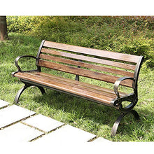 Panchine da esterno con braccioli e schienali, panchine da giardino, panchine da parco con struttura in metallo e sedili in legno massello resistenti alla corrosione, per cortili, balconi