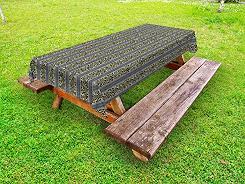 ABAKUHAUS Snakeskin Stampa Tovaglia da Esterno, Vivid Art Contrasto, Tovaglia da Picnic Lavabile Decorativa, 145 cm x 210 cm, Purpleblue Terra Gialla