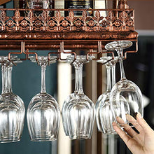 Sottosopra Porta Bicchiere di Vino Scaffale di Vetro Appeso Mensola di Decorazione del Soffitto in Ferro Semplice Stile per Bar Ristoranti Cucine,Ottone,60 * 35cm