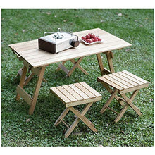 XZQ Tavolo E Sedia Pieghevoli da Campeggio in Legno Massello da Esterno, Set da Picnic Portatile Semplice, Un Tavolo E Una Combinazione di Quattro Sedie (Color : Natural, Size : 80 * 47.5 * 42cm)