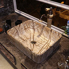 Jgophu Lavandino rettangolare in ceramica fatta a mano per bagno, bagno, bagno, vasca da bagno decorativa, marmo