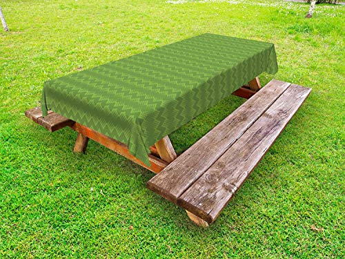 ABAKUHAUS Astratto Tovaglia da Esterno, Circles Monotono Big Piccoli, Tovaglia da Picnic Lavabile Decorativa, 145 cm x 265 cm, Olive Green Pale Green