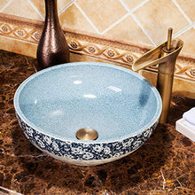 Jgophu Europa Style Countertop Lavello Lavabo in ceramica blu Lavabo Riss