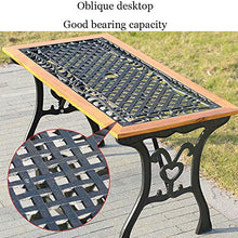 Panchina da Giardino con terrazza, Panca Portico con Schienale e braccioli in Rete, Seduta in Legno massello anticorrosivo e Telaio in ghisa, Outdoor Cortile Combinazione di Tavolo e Sedia