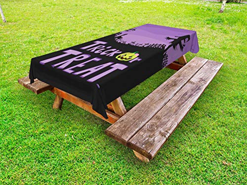 ABAKUHAUS Spaventapasseri Tovaglia da Esterno, Halloween Trick or Treat, Tovaglia da Picnic Lavabile Decorativa, 145 cm x 305 cm, Violetta Antracite