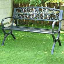 Panchina da Giardino per Esterno, Sedia con Seduta in Metallo e Veranda Panca con Schienale, Panca da Giardino Piazza Portico Percorso Cortile Prato Decor Sedia per 2-3 Persone