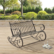 [en.casa] Panca a Dondolo da Giardino/Terrazza Panchina in Metallo per Uso Esterno in Stile Vintage Sedia a 2 Posti Oscillante - Verde