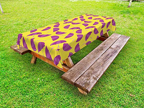 ABAKUHAUS Ombrello Tovaglia da Esterno, Pioggia Accessori Autunno, Tovaglia da Picnic Lavabile Decorativa, 145 cm x 210 cm, Pastello Giallo e Viola