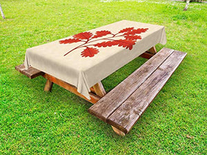 ABAKUHAUS Arancia bruciata Tovaglia da Esterno, Ringraziamento Branch, Tovaglia da Picnic Lavabile Decorativa, 145 cm x 210 cm, Beige Arancio Bruciato
