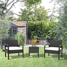 Belissy Tavolo da salotto con vano portaoggetti, in polyrattan, set da 2 persone,1 tavolo e 2 poltrone,tavolo da salotto con mobili da giardino resistenti alle intemperie,per giardino (nero + rattan)