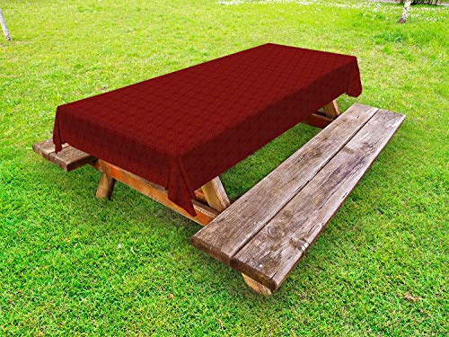 ABAKUHAUS Geometria Astratta Tovaglia da Esterno, Intrecciate Ovali, Tovaglia da Picnic Lavabile Decorativa, 145 cm x 305 cm, Maroon Redwood