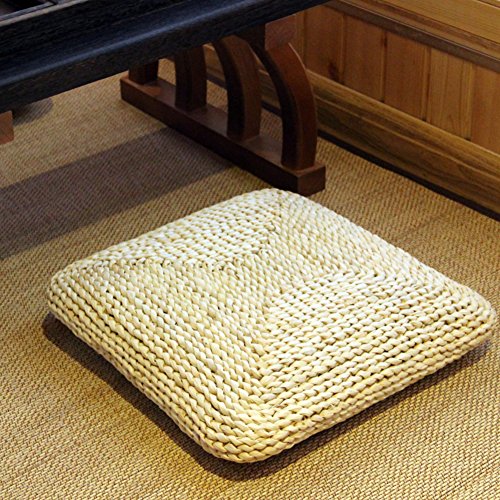 hxxxy Quadrata Naturale Tatami stuoie Ammortizzazione Seduta,Futon Giapponese Cuscino da Terra Cuscino per Sedia-A 45x45cm(18x18inch)