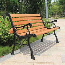 GaoF Sgabello Bambino 49in Parco panchina da Giardino terrazza panchina per Il Tempo Libero, Doppio Sedile Esterno Cortile in ghisa Sedile in Metallo, Sedia Portico in Legno massello anticorrosivo