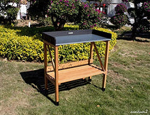 WONDERMAKE Tavolo da Lavoro in Legno di Ciliegio per Giardinaggio, Resistente a Intemperie, Per Giardini Balcone, Piano Zincato per Uso Esterno, CO2 neutro, 85x45x92 cm, Marrone Scuro Nero