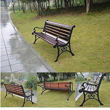 Patio Panca da Giardino Patio Seduta A Doghe da Esterno，Seduta In Legno Massello Con Struttura In Ghisa Panchina Del Parco，Sedia Portico Con Schienale E Braccioli，Ospita 2-3 Persone，Per Prato