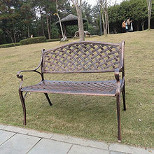 Panchina da giardino in metallo Panchina da giardino per il tempo libero, panchine da patio in alluminio pressofuso resistente alle intemperie, panchina da cortile retrò con schienale e corrimano,