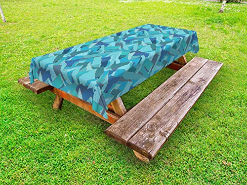 ABAKUHAUS Paesaggio Tovaglia da Esterno, Intervalli Monotono Mountain, Tovaglia da Picnic Lavabile Decorativa, 145 cm x 210 cm, Multicolore