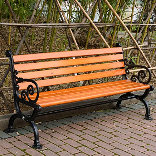 Panca da giardino panchina da esterno, panca decorativa da giardino per 2-3 persone, robuste panchine in ghisa, panchine in legno massello resistenti agli agenti atmosferici, panca da balcone in leg