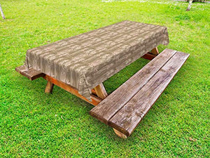 ABAKUHAUS Botanico Tovaglia da Esterno, Sticks Tropical Bamboo, Tovaglia da Picnic Lavabile Decorativa, 145 cm x 210 cm, Camel Pallido Salmon