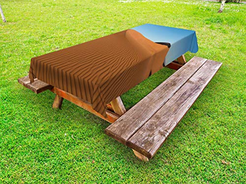 ABAKUHAUS Deserto Tovaglia da Esterno, Vento Macchie su Sands e Sky, Tovaglia da Picnic Lavabile Decorativa, 145 cm x 210 cm, Deep Sky Blu Caramel