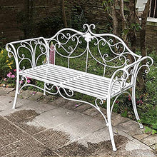 Panchina per terrazza del parco Panchine per il tempo libero da esterno, Panchina da giardino in ghisa resistente alle intemperie e antiruggine, Panchina a 2 posti con schienale e braccioli, Panchina