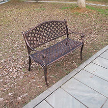 Panchina da giardino in metallo Panchina da giardino per il tempo libero, panchine da patio in alluminio pressofuso resistente alle intemperie, panchina da cortile retrò con schienale e corrimano,