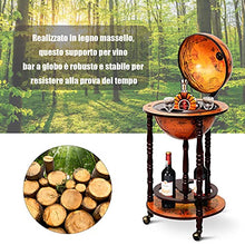 COSTWAY Mappamondo Bar con Ruote Mobili, Porta Liquori Stile Retrò (Marrone 45 x 45 x 88cm)
