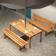 INTERBUILD REAL WOOD Peninsula Set di mobili da Giardino per Esterno in 3 Pezzi, Teak Dorato (1 Tavolo + 1 Panca con Schienale + 1 Panca Senza Schienale)