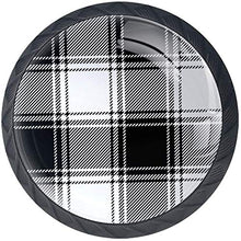 Plaid scozzese nero grigio bianco Pomelli per Porta Set di 4 Pomelli per Mobili Manopole per Cassetti Cucina Armadio Vetro