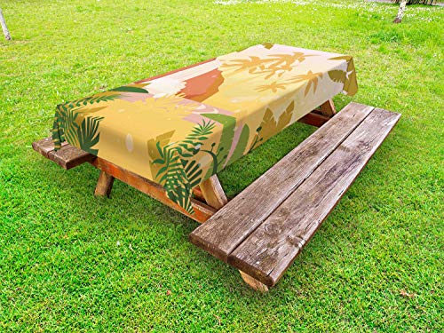 ABAKUHAUS Giardino Mist Tovaglia da Esterno, Morbido Tropical Paradise, Tovaglia da Picnic Lavabile Decorativa, 145 cm x 305 cm, Multicolore