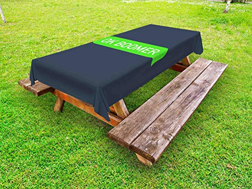 ABAKUHAUS Ok Boomer Tovaglia da Esterno, Cellulare Messaggio Meme, Tovaglia da Picnic Lavabile Decorativa, 145 cm x 305 cm, Dark Slate Blu e Verde