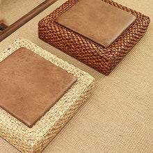 LTINN Spessi Cuscini Tatami in Rattan Intrecciati a Mano, Cuscini sul Pavimento sul Balcone del Soggiorno, superfici dei sedili in Pelle in Materiale vegetale Naturale, tappetini da Meditazione