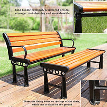 Panchina da giardino per terrazza, panca da giardino per esterni in legno massello da 2-3 posti, sedia da portico resistente alle intemperie, sedia da cortile in legno duro con struttura in ghisa, u