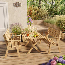 PLATAN ROOM Mobili da giardino in legno di pino 127 cm / 120 cm / 80 cm / 63 cm di larghezza, tavolo da giardino in legno di pino impregnato (panchina con braccioli, 127 cm)