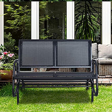Banco da giardino giuramento mobili da giardino in metallo 2 persone, panca da giardino a battente Giardino giardino swong sedia panca,Black