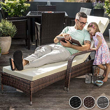 TecTake 800790 Lettino Poly Rattan, Arredamento da Giardino, Sdraio Prendisole, Divano Sedia Mobili, Esterno Patio - Disponibile in Diversi Colori (Marrone Misto)