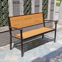 Panchine da giardino con terrazza Panchina da giardino per il tempo libero all'aperto, panchina da patio resistente alle intemperie con struttura in ghisa e legno massello anticorrosivo, panchina