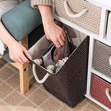 Vimini Archiviazione Comodino da Letto,Legno Comodino con Rattan Cesti per Camera da Letto,Robusto Tavolino da Divano 3-Livello per Soggiorno Camera A 40x30x60cm(16x12x24in)