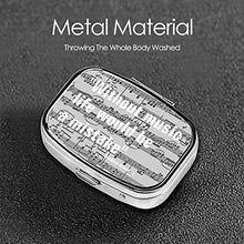 Scatola per pillole con note musicali e citazioni, in metallo, per riporre medicinali e medicine, ideale come regalo da viaggio