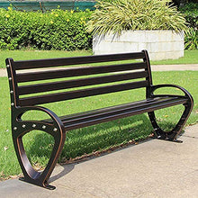 Panchina da terrazza da 59 pollici panchina da giardino, sedia da esterno in metallo 2-3 posti con braccioli e schienale, panca con struttura in alluminio pressofuso antiruggine, capacità portante