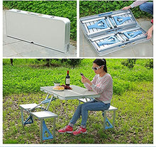 Tavolo da picnic all'aperto Tavolo da campeggio pieghevole all'aperto con 4 sgabelli monopezzo, tavolo da picnic pieghevole portatile, perfetto per la spiaggia, campeggio, picnic, cookouts Bbq Party T