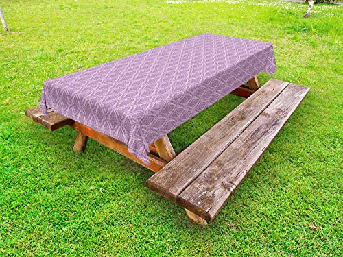 ABAKUHAUS Damasco Tovaglia da Esterno, Monocromatiche Ivy Style Foglie, Tovaglia da Picnic Lavabile Decorativa, 145 cm x 210 cm, Baby Pink e Mauve