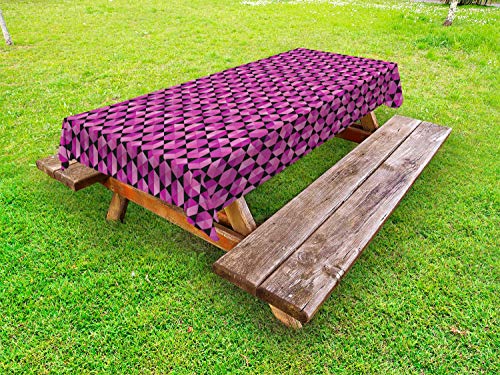 ABAKUHAUS Geometrico Tovaglia da Esterno, Triangoli Diagonale Design, Tovaglia da Picnic Lavabile Decorativa, 145 cm x 305 cm, Scuro Magenta Nero